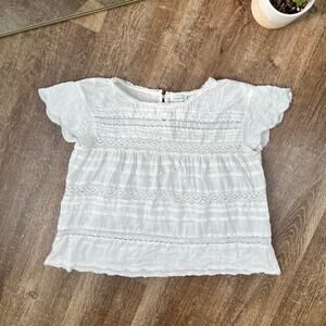 Sundance Aria Blouse Embroidered White Oversized Thick Lace Boho Top